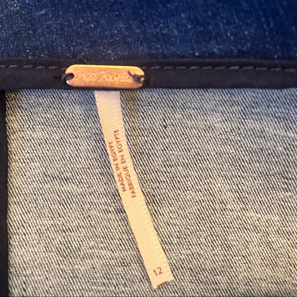 NWOT Free People Denim Colorblock Mini Skirt - Picture 3 of 7